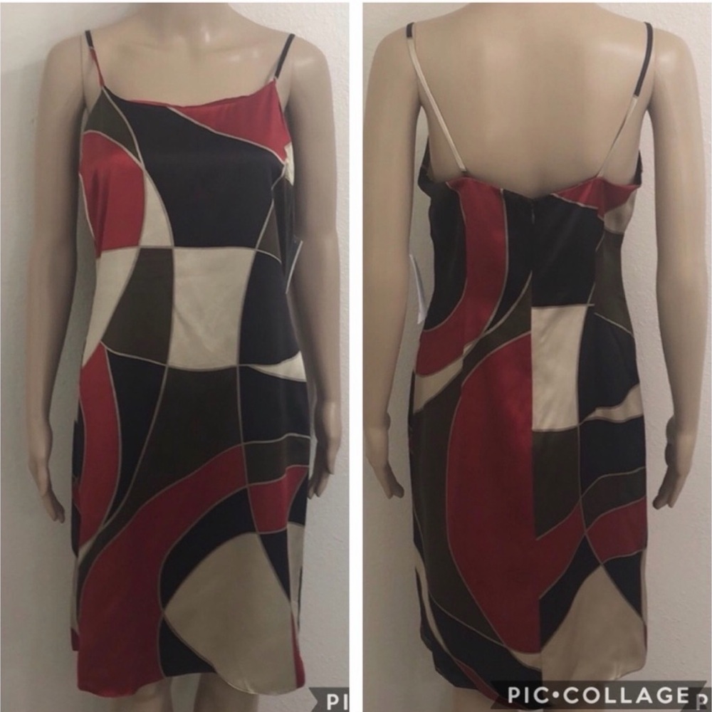 NWT Calvin Klein Cardinal Combo 100% Silk Dress - Picture 1 of 8